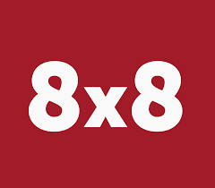 A red background with the number 8 and eight written in white.