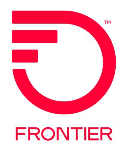 A red logo of frontier airlines.