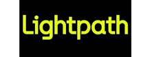 A black background with yellow letters that say lightpath.