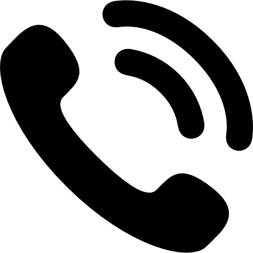 A black and white telephone symbol on a green background