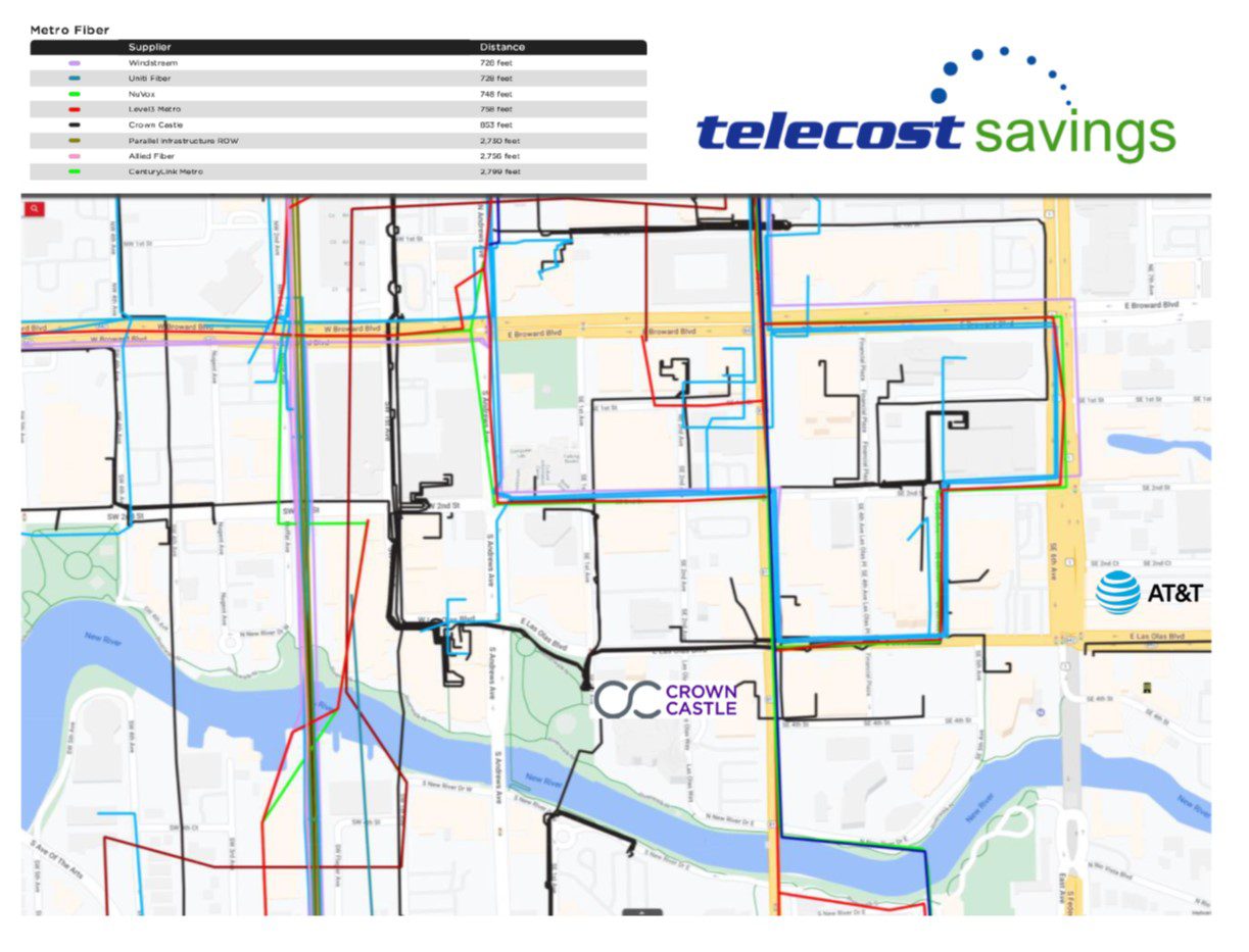 A map of the city with many different lines.